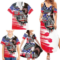 The United States Independence Day Family Matching Summer Maxi Dress and Hawaiian Shirt We The People Watercolor Style