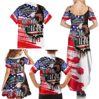 The United States Independence Day Family Matching Summer Maxi Dress and Hawaiian Shirt We The People Watercolor Style