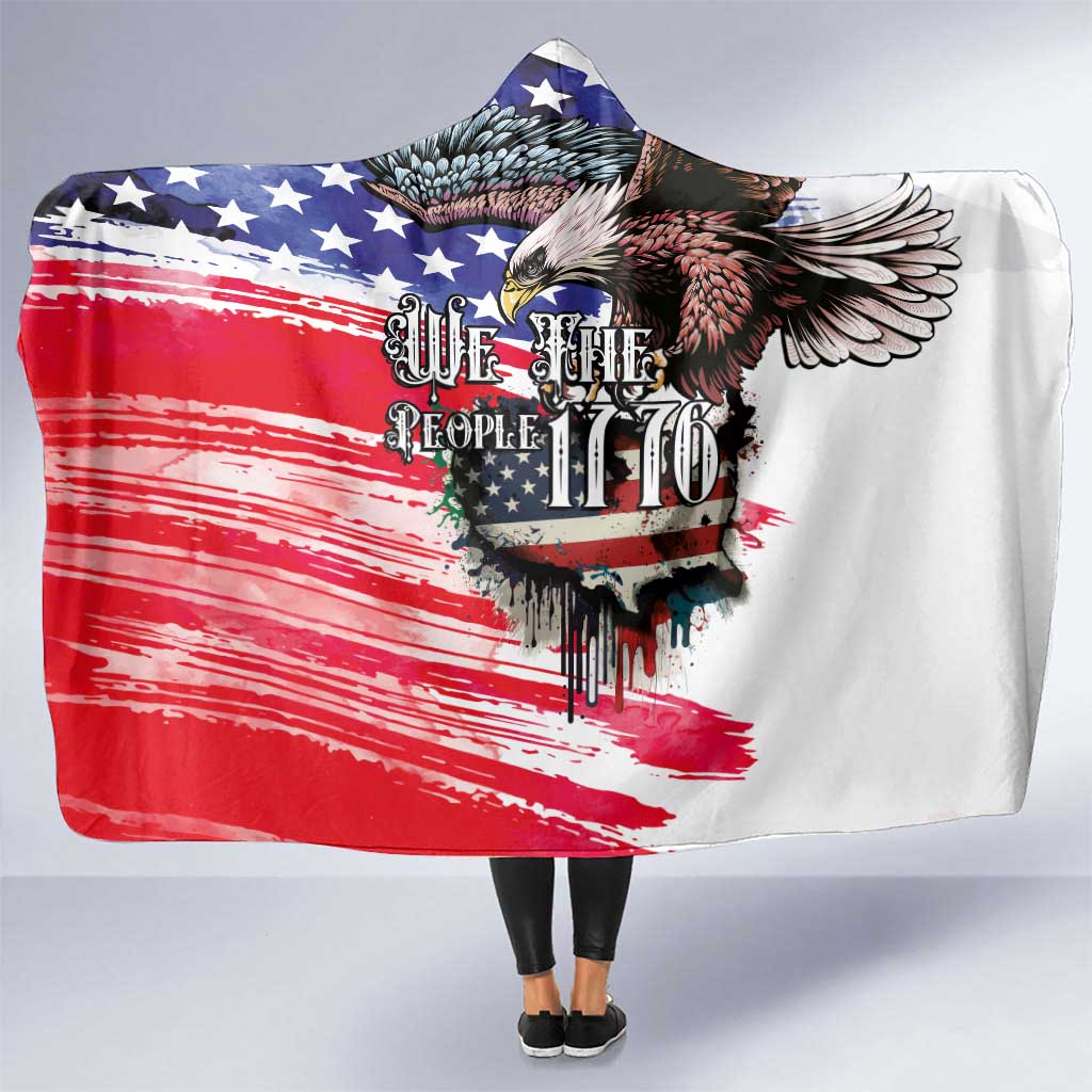 The United States Independence Day Hooded Blanket We The People Watercolor Style