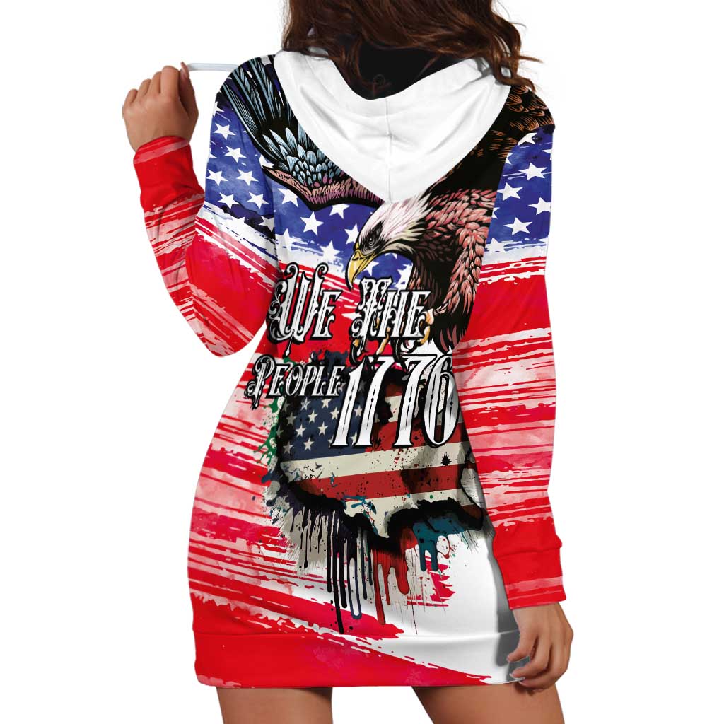 The United States Independence Day Hoodie Dress We The People Watercolor Style