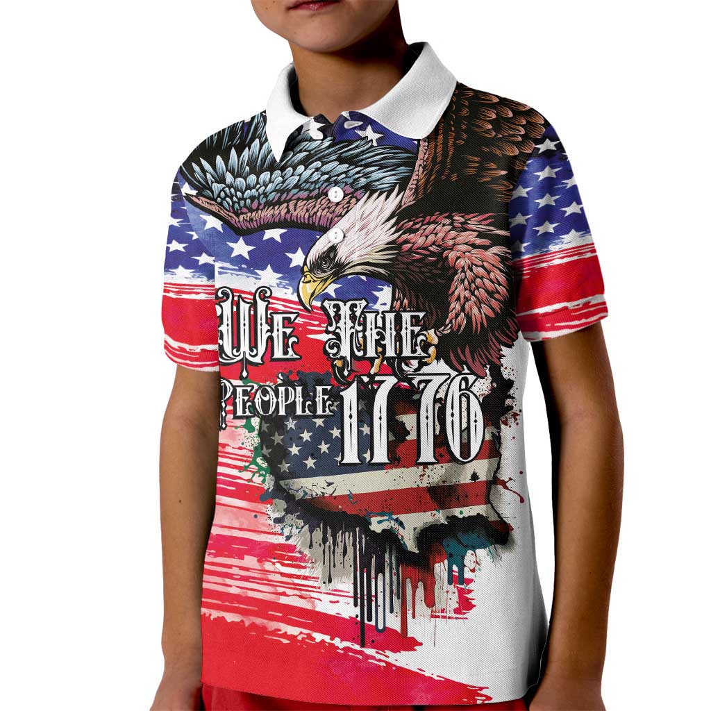 The United States Independence Day Kid Polo Shirt We The People Watercolor Style