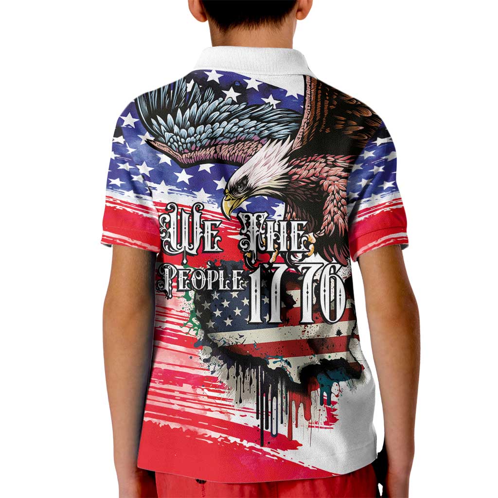The United States Independence Day Kid Polo Shirt We The People Watercolor Style