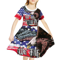 The United States Independence Day Kid Short Sleeve Dress We The People Watercolor Style