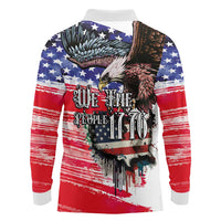 The United States Independence Day Long Sleeve Polo Shirt We The People Watercolor Style