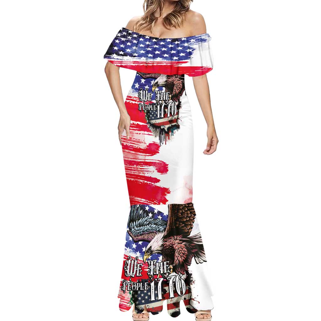 The United States Independence Day Mermaid Dress We The People Watercolor Style