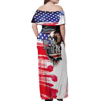 The United States Independence Day Off Shoulder Maxi Dress We The People Watercolor Style