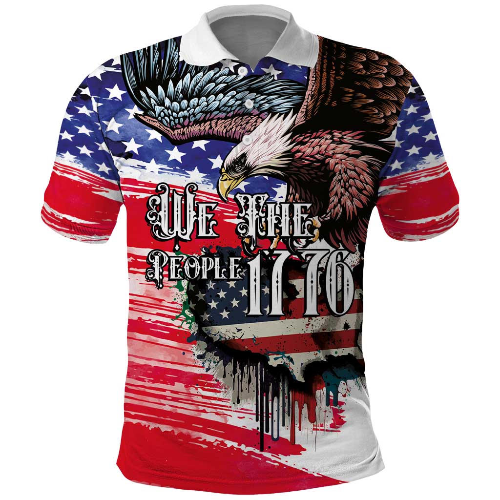 The United States Independence Day Polo Shirt We The People Watercolor Style