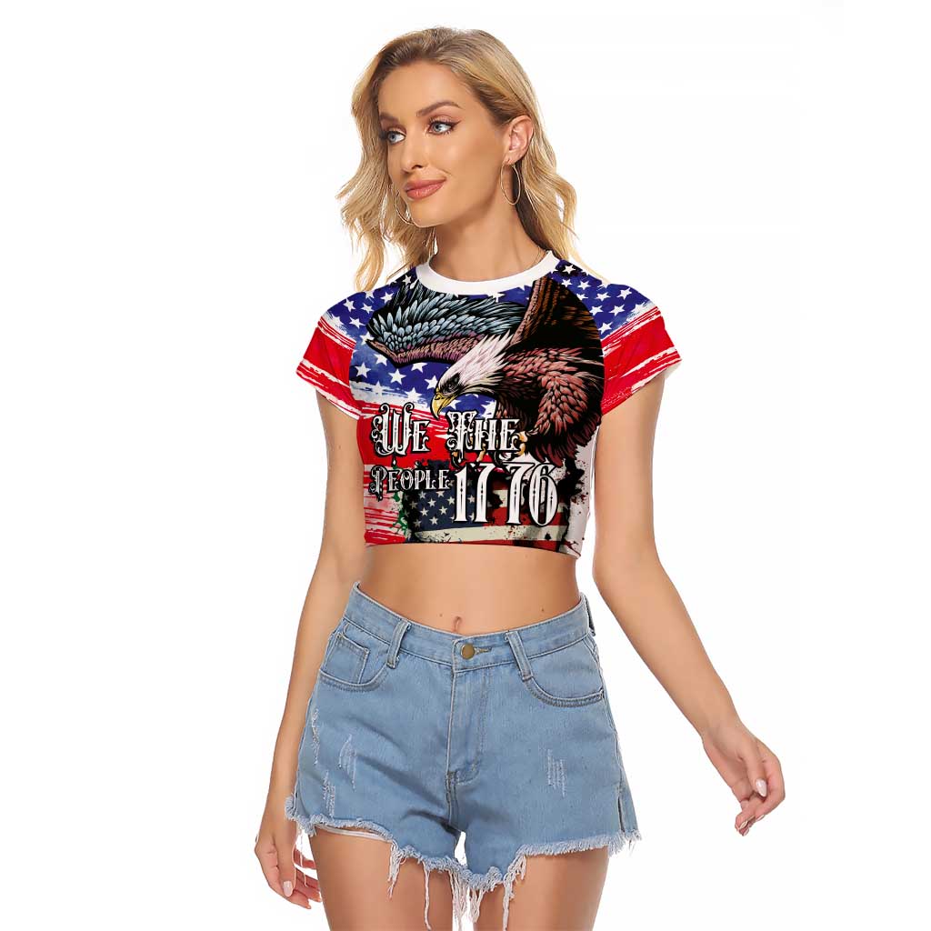 The United States Independence Day Raglan Cropped T Shirt We The People Watercolor Style