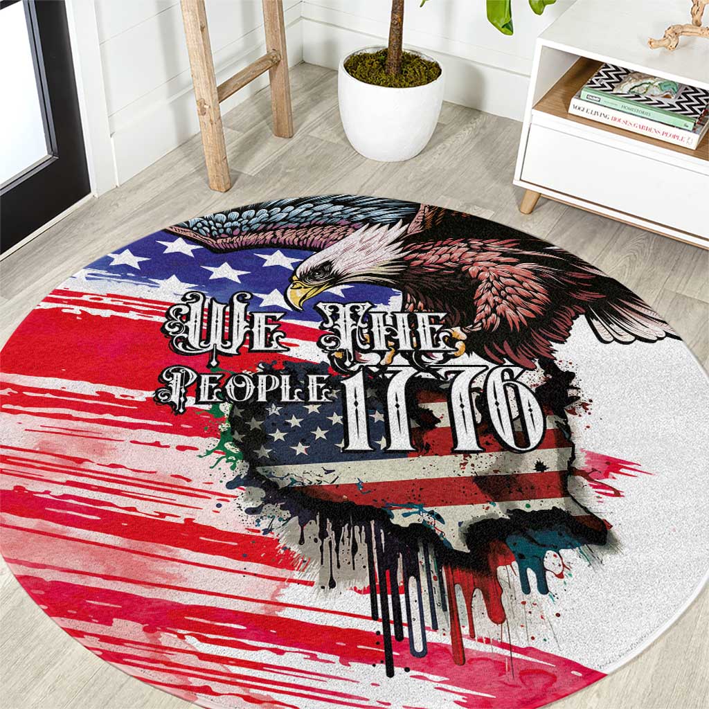 The United States Independence Day Round Carpet We The People Watercolor Style