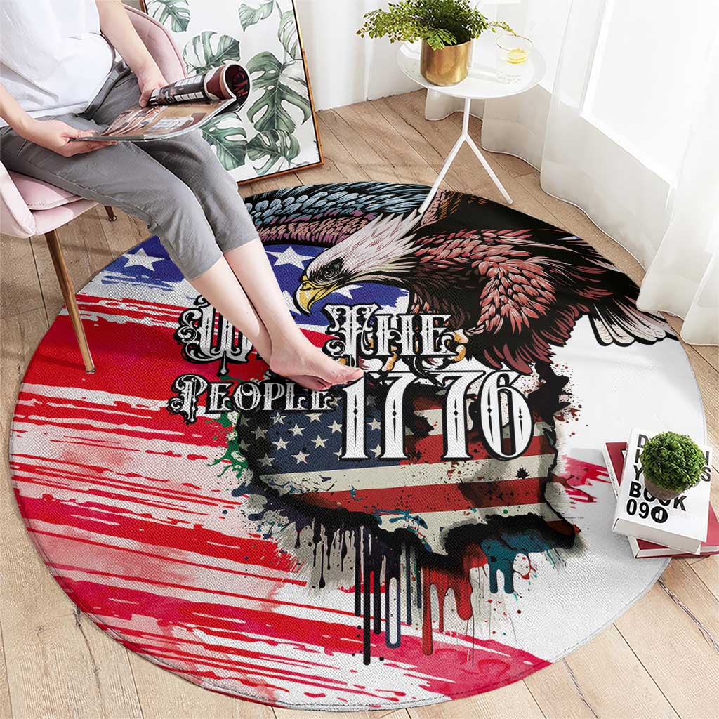 The United States Independence Day Round Carpet We The People Watercolor Style