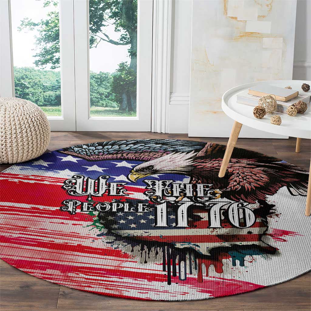 The United States Independence Day Round Carpet We The People Watercolor Style