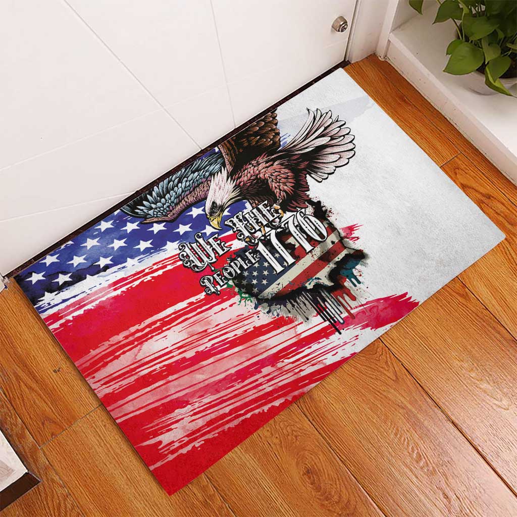 The United States Independence Day Rubber Doormat We The People Watercolor Style