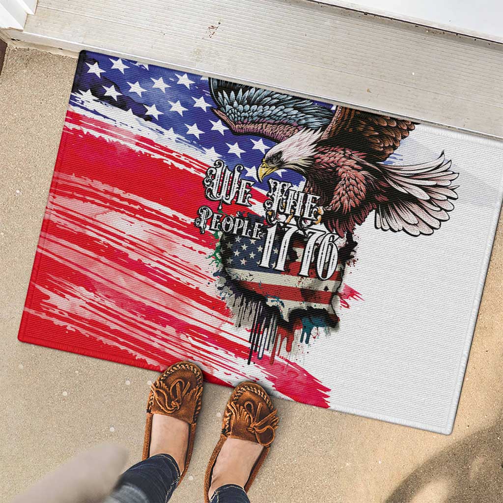 The United States Independence Day Rubber Doormat We The People Watercolor Style