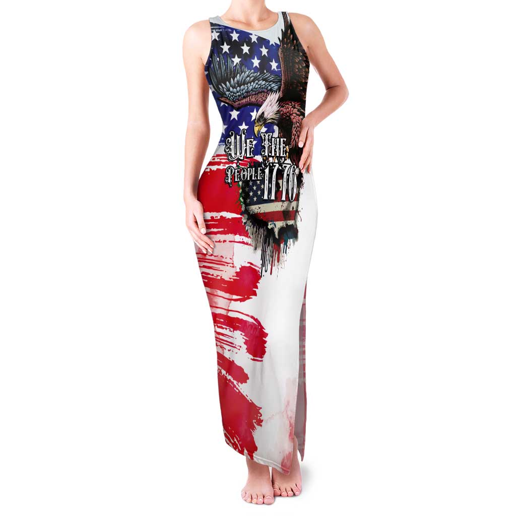 The United States Independence Day Tank Maxi Dress We The People Watercolor Style