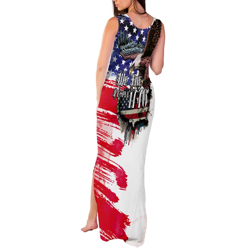 The United States Independence Day Tank Maxi Dress We The People Watercolor Style