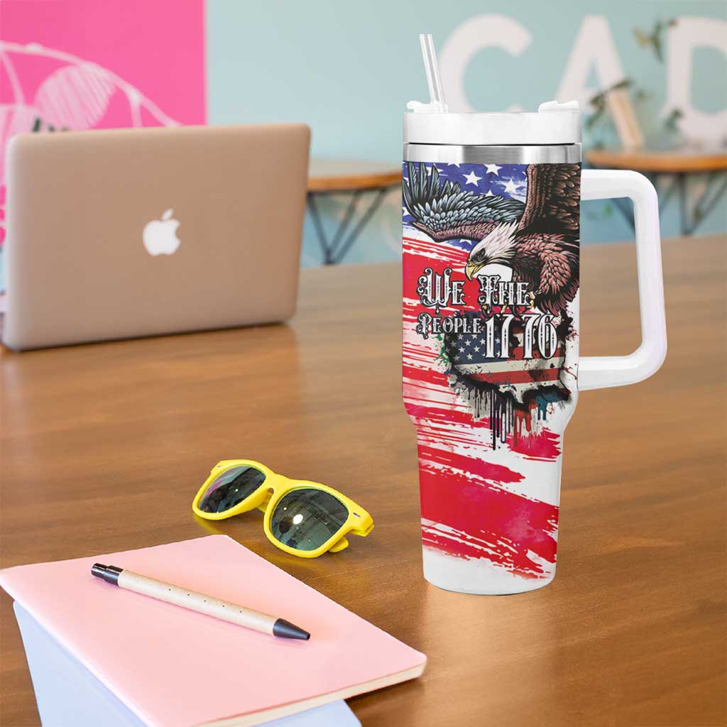 The United States Independence Day Tumbler With Handle We The People Watercolor Style