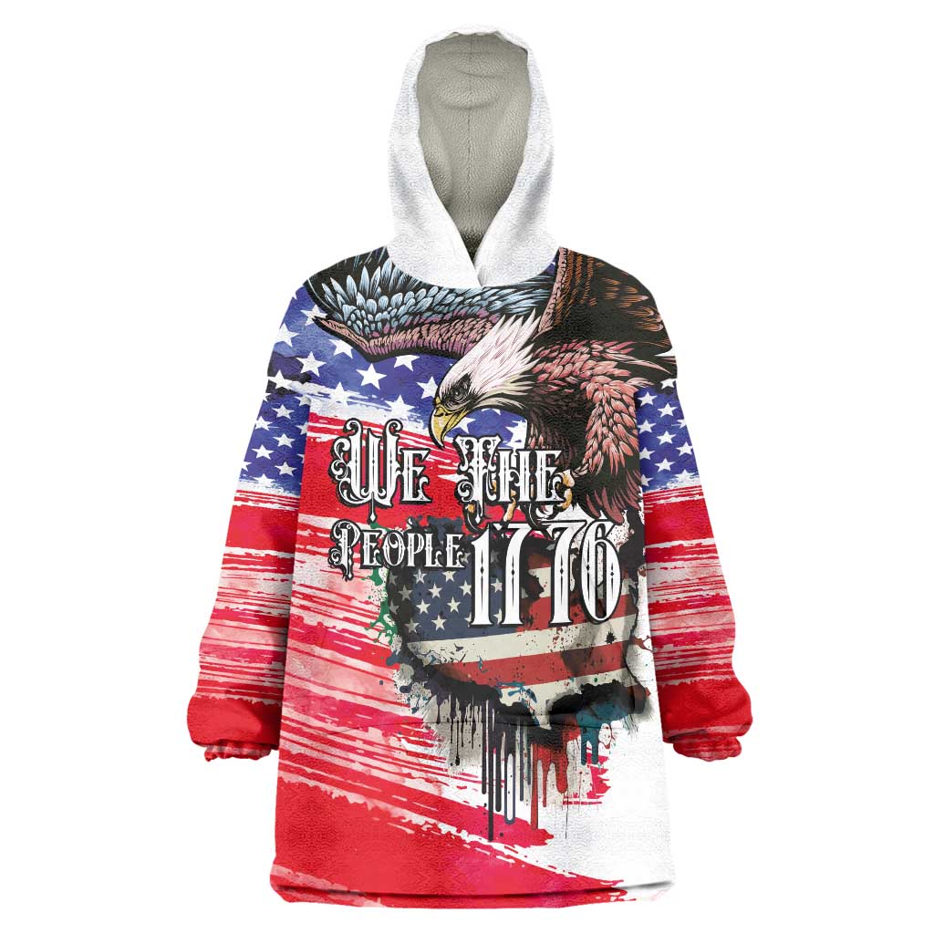 The United States Independence Day Wearable Blanket Hoodie We The People Watercolor Style