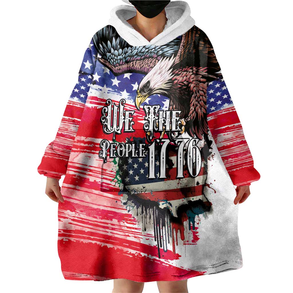 The United States Independence Day Wearable Blanket Hoodie We The People Watercolor Style