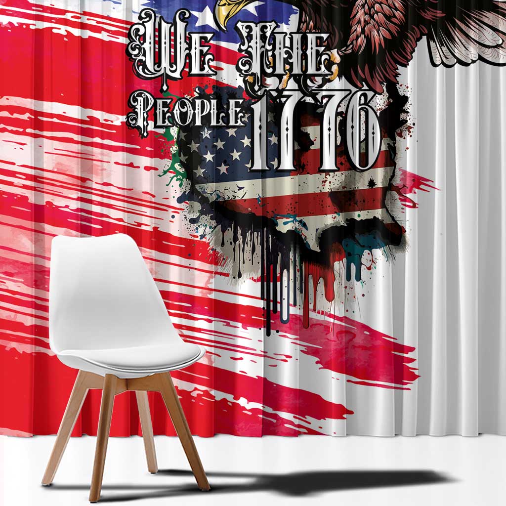 The United States Independence Day Window Curtain We The People Watercolor Style