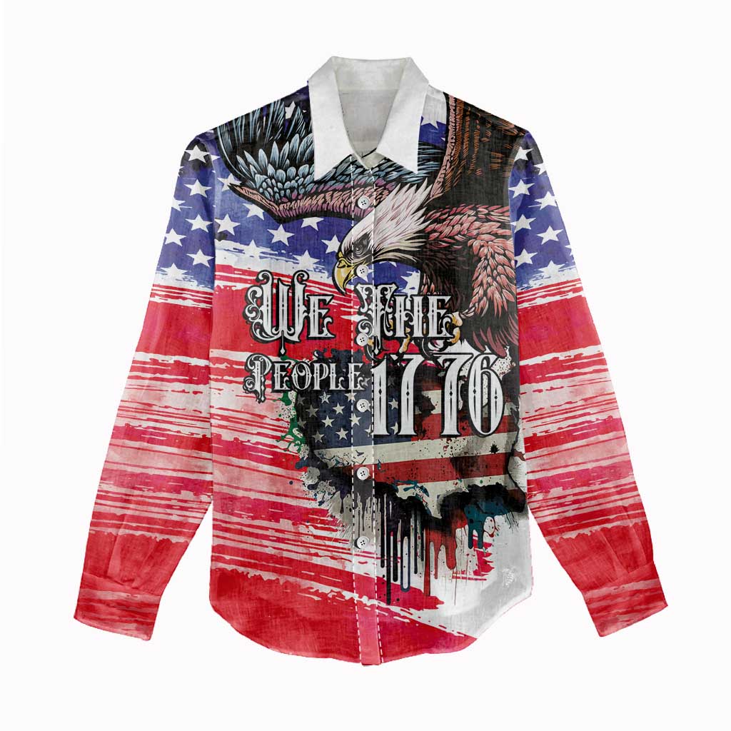 The United States Independence Day Women Casual Shirt We The People Watercolor Style