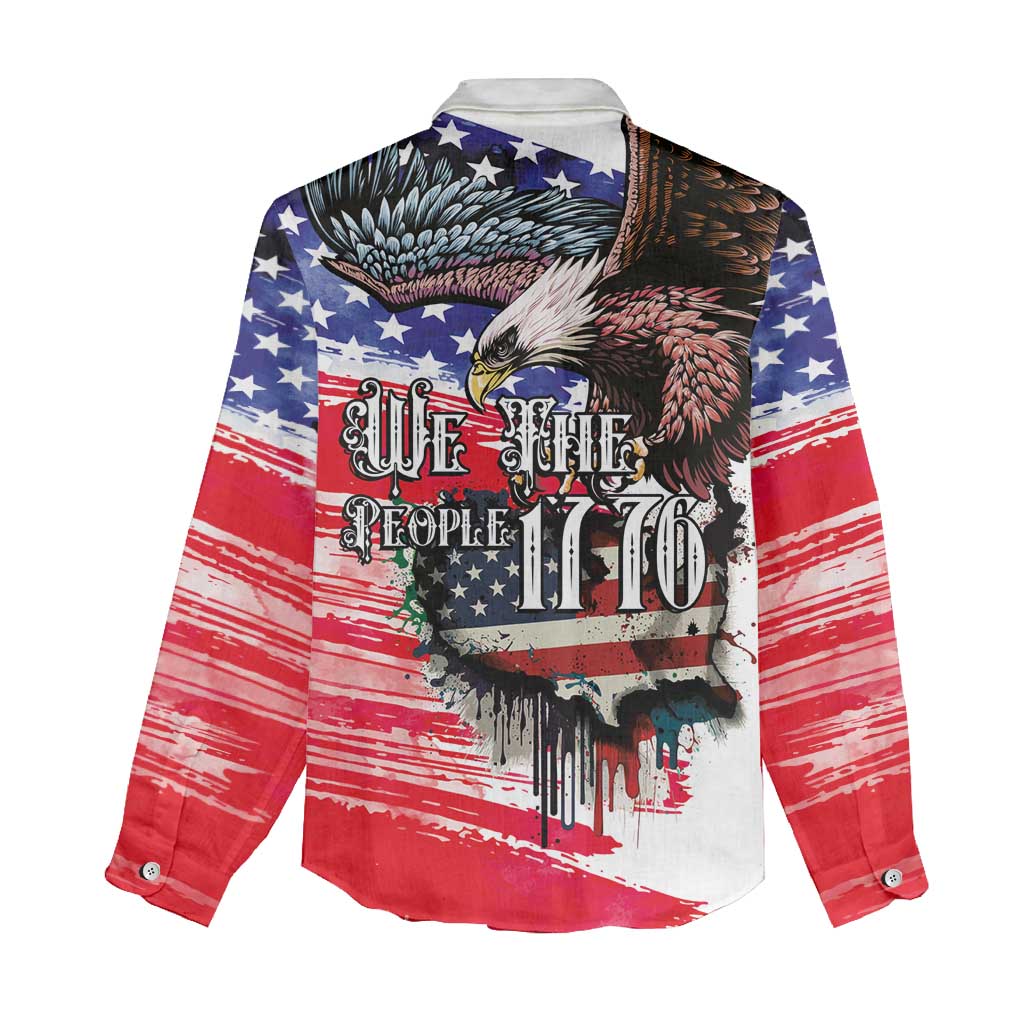 The United States Independence Day Women Casual Shirt We The People Watercolor Style