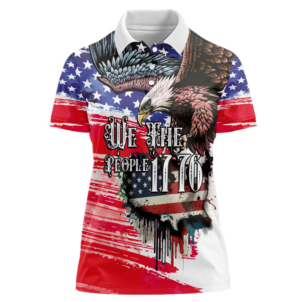 The United States Independence Day Women Polo Shirt We The People Watercolor Style