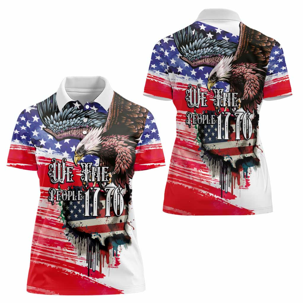 The United States Independence Day Women Polo Shirt We The People Watercolor Style