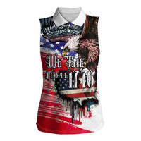 The United States Independence Day Women Sleeveless Polo Shirt We The People Watercolor Style