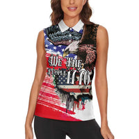 The United States Independence Day Women Sleeveless Polo Shirt We The People Watercolor Style