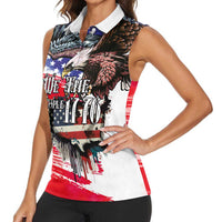 The United States Independence Day Women Sleeveless Polo Shirt We The People Watercolor Style