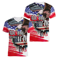 The United States Independence Day Women V-Neck T-Shirt We The People Watercolor Style