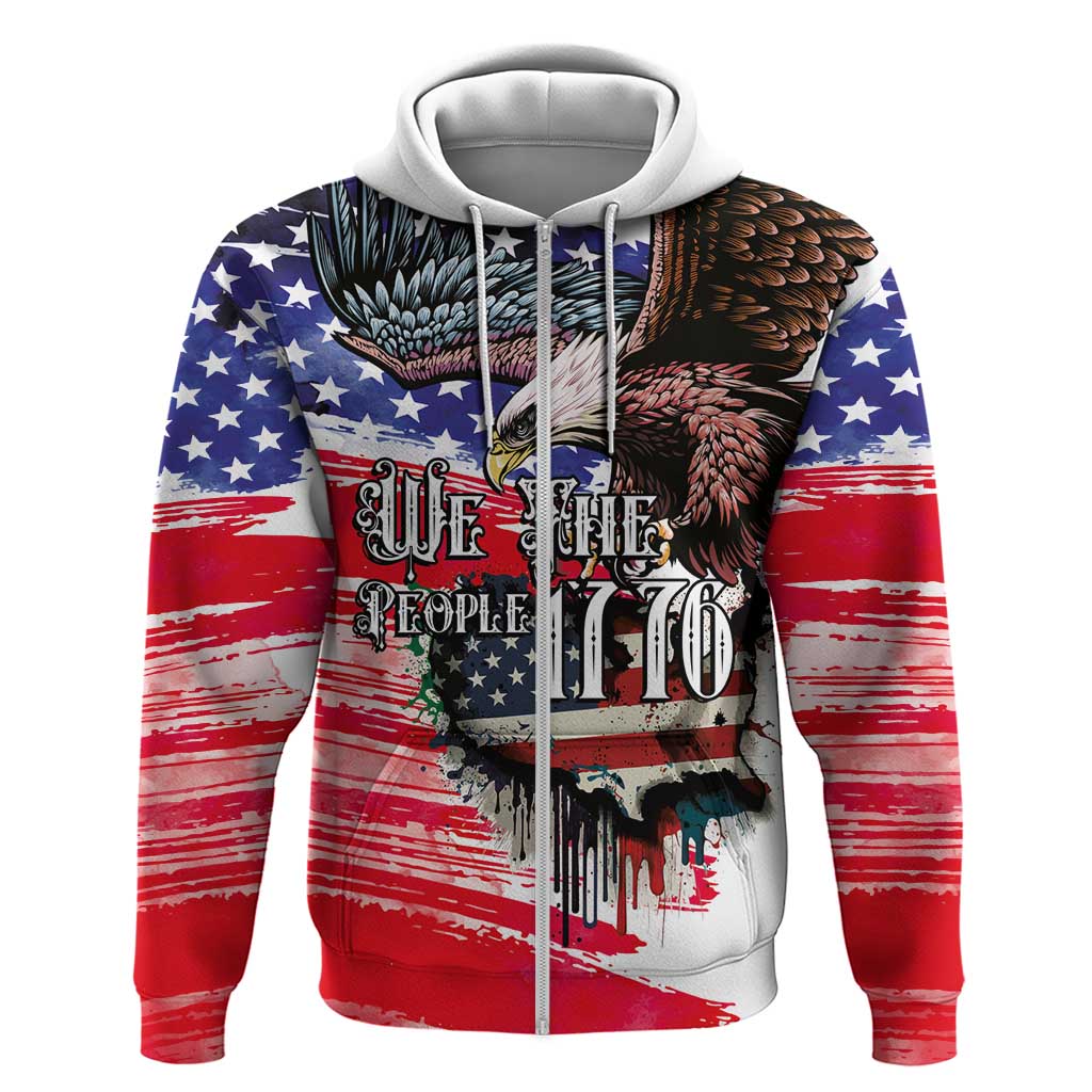 The United States Independence Day Zip Hoodie We The People Watercolor Style