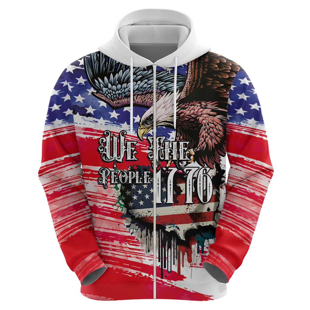 The United States Independence Day Zip Hoodie We The People Watercolor Style