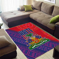 Haiti National Emblem Area Rug Dashiki and Polynesian Pattern