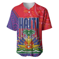 Haiti National Emblem Baseball Jersey Dashiki and Polynesian Pattern