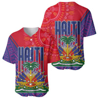 Haiti National Emblem Baseball Jersey Dashiki and Polynesian Pattern