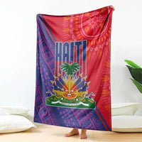 Haiti National Emblem Blanket Dashiki and Polynesian Pattern