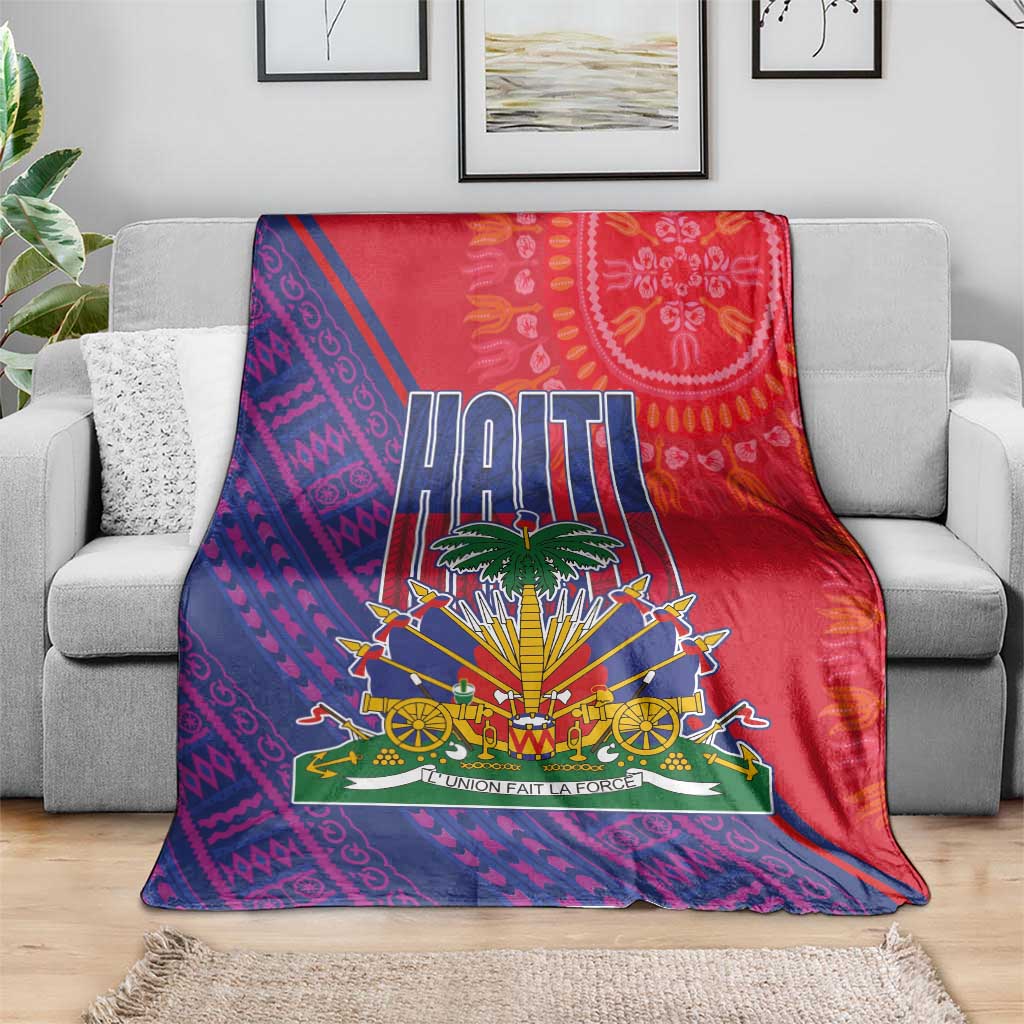 Haiti National Emblem Blanket Dashiki and Polynesian Pattern