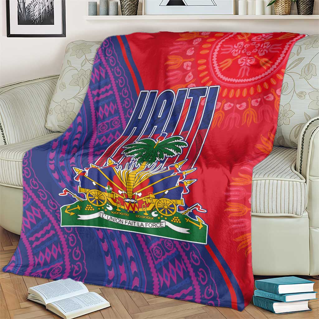 Haiti National Emblem Blanket Dashiki and Polynesian Pattern