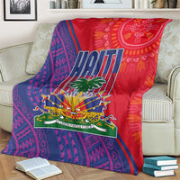 Haiti National Emblem Blanket Dashiki and Polynesian Pattern