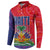 Haiti National Emblem Button Sweatshirt Dashiki and Polynesian Pattern