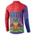 Haiti National Emblem Button Sweatshirt Dashiki and Polynesian Pattern
