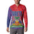 Haiti National Emblem Button Sweatshirt Dashiki and Polynesian Pattern