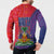 Haiti National Emblem Button Sweatshirt Dashiki and Polynesian Pattern