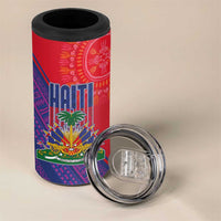 Haiti National Emblem 4 in 1 Can Cooler Tumbler Dashiki and Polynesian Pattern