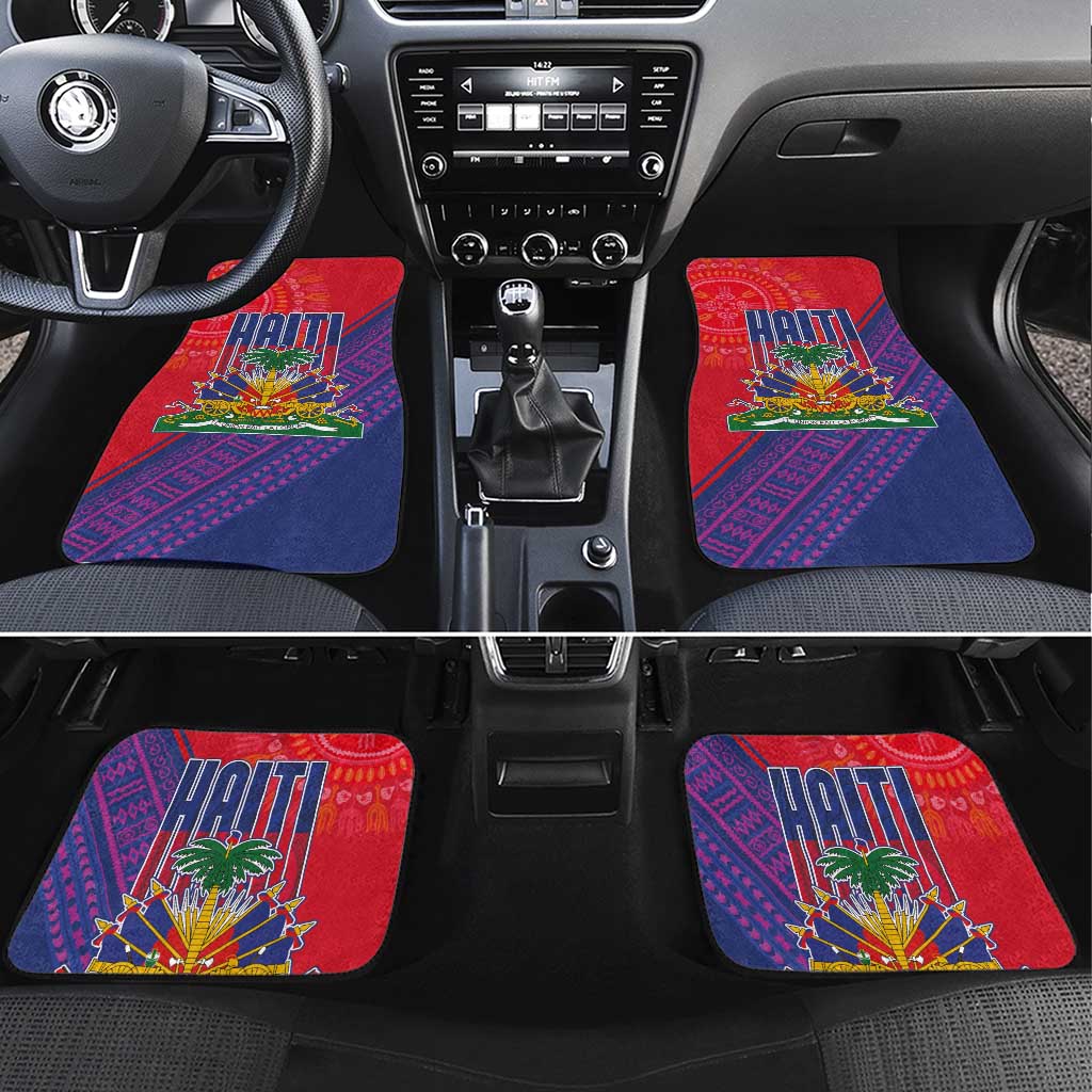 Haiti National Emblem Car Mats Dashiki and Polynesian Pattern