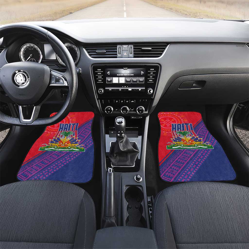 Haiti National Emblem Car Mats Dashiki and Polynesian Pattern