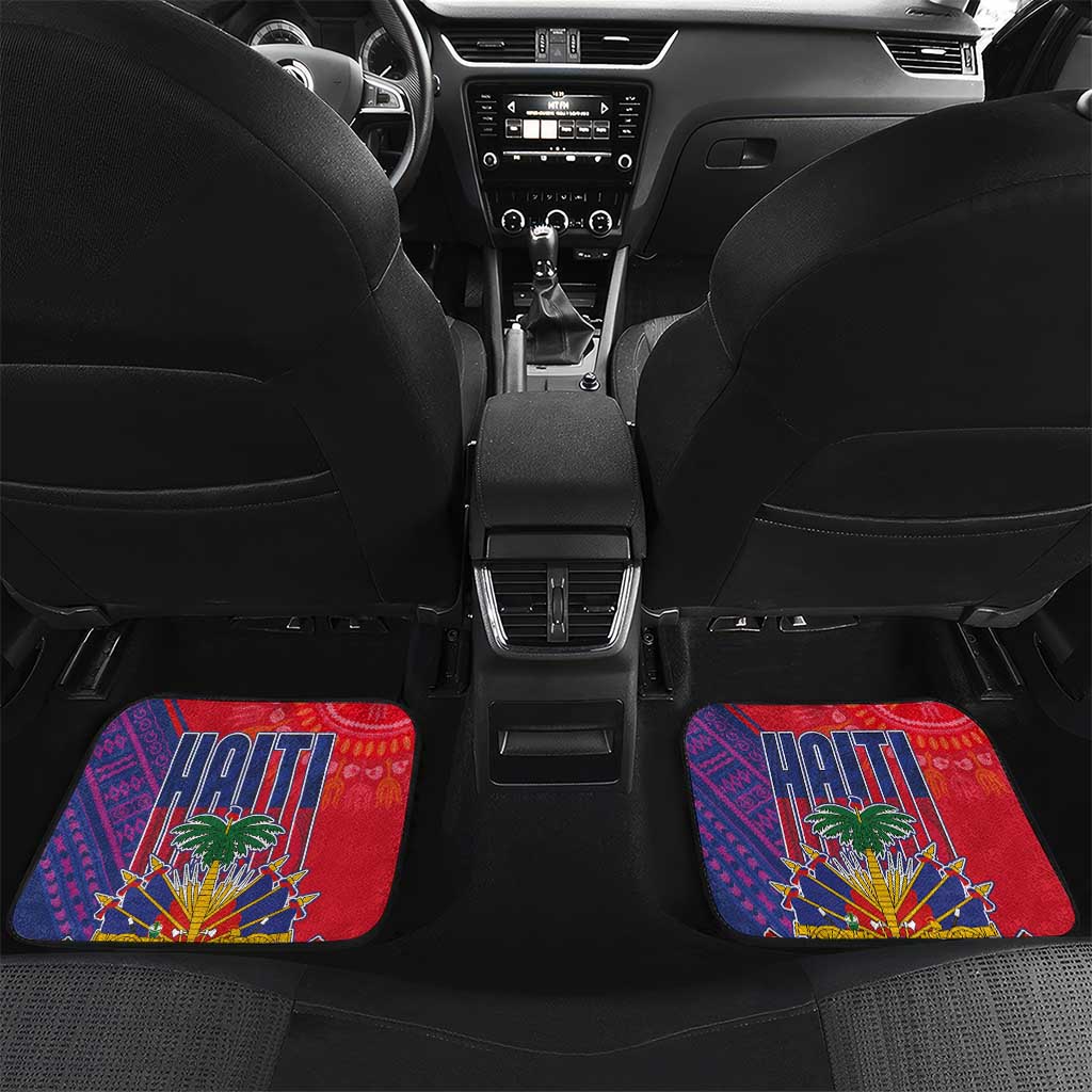 Haiti National Emblem Car Mats Dashiki and Polynesian Pattern