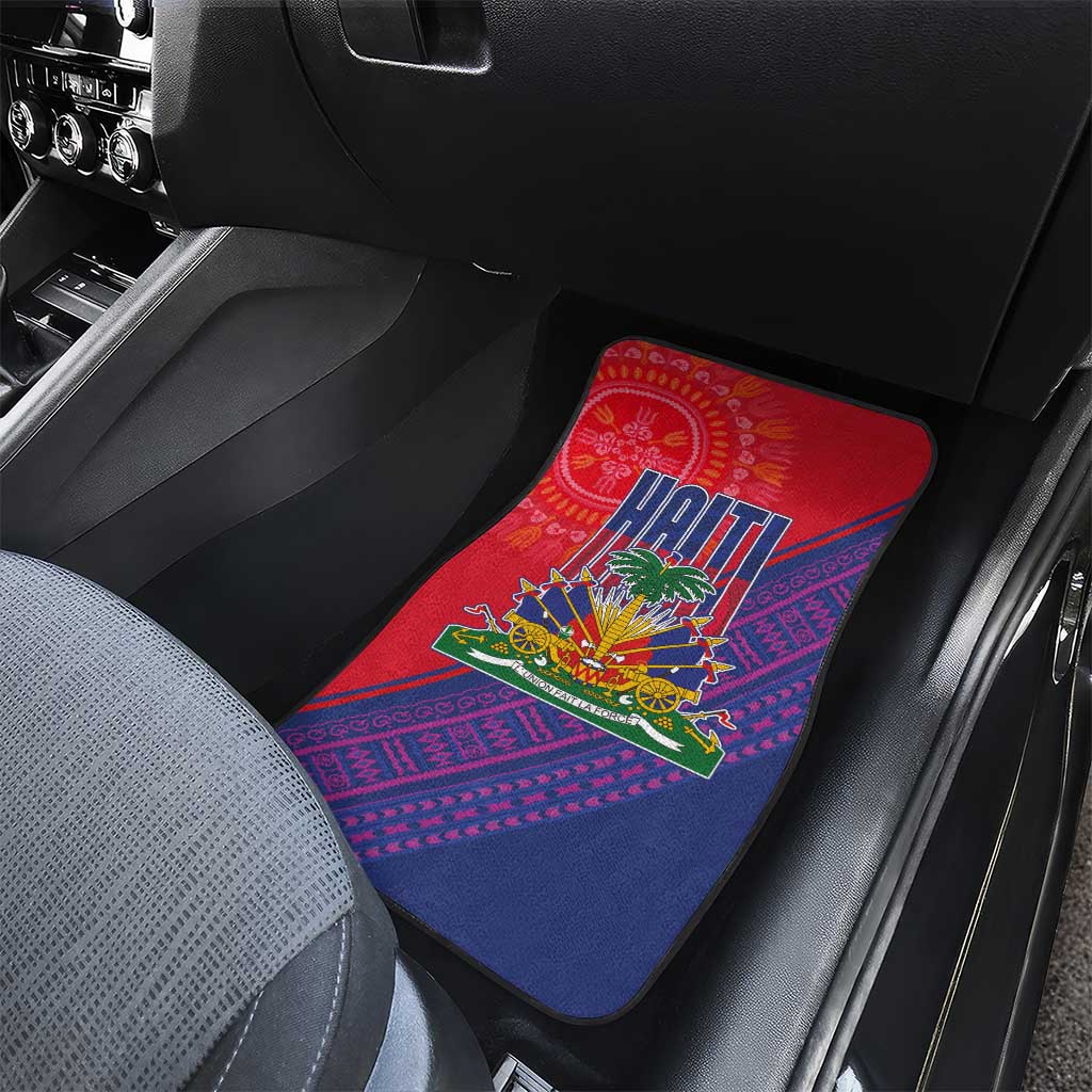 Haiti National Emblem Car Mats Dashiki and Polynesian Pattern