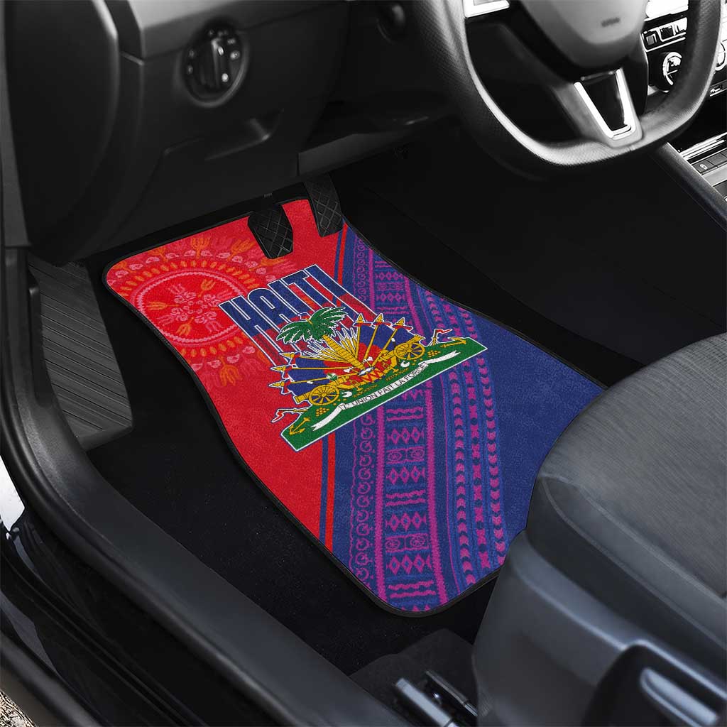 Haiti National Emblem Car Mats Dashiki and Polynesian Pattern